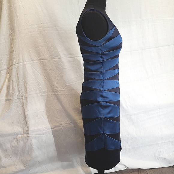 JAX Blue two tone satin cocktail dress - Picture 5 of 10